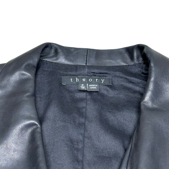 Theory Black Lamb Leather Open Front Jacket XS - Picture 4 of 13